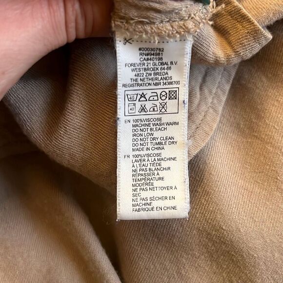 Forever 21 Women's Tan Open Front Cuffed Sleeves Viscose Cardigan - Picture 10 of 10